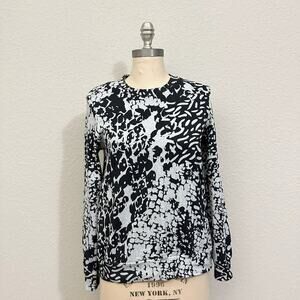 THE KIT T-Shirt Black Geometric Snakeskin Long Sleeve Cotton Stretch